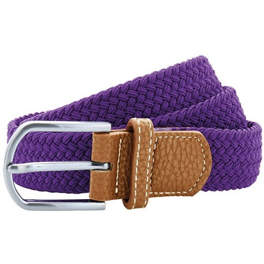 Asquith & Fox Braid Stretch Belt Faux Leather Chrome Buckle Zig Zag Design
