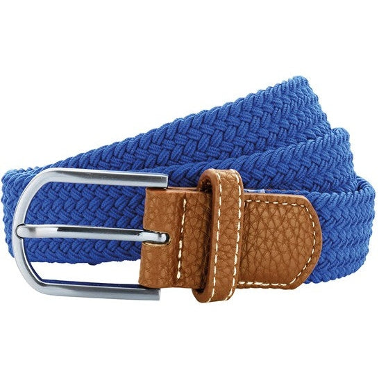 Asquith & Fox Braid Stretch Belt Faux Leather Chrome Buckle Zig Zag Design