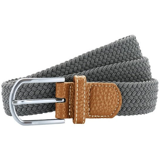 Asquith & Fox Braid Stretch Belt Faux Leather Chrome Buckle Zig Zag Design