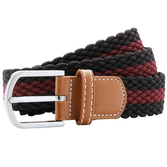 Asquith & Fox Two-Colour Stripe Stretch Belt Unisex Braided Chrome Buckle