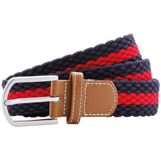 Asquith & Fox Two-Colour Stripe Stretch Belt Unisex Braided Chrome Buckle