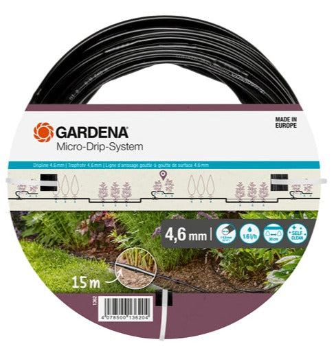 Gardena 15m Drip Irrigation Line 4.6mm for Shrubs and Flower Beds