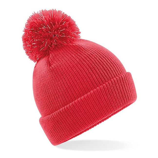 Beechfield Junior Reflective Bobble Beanie Double Layer Knit Cuffed Design