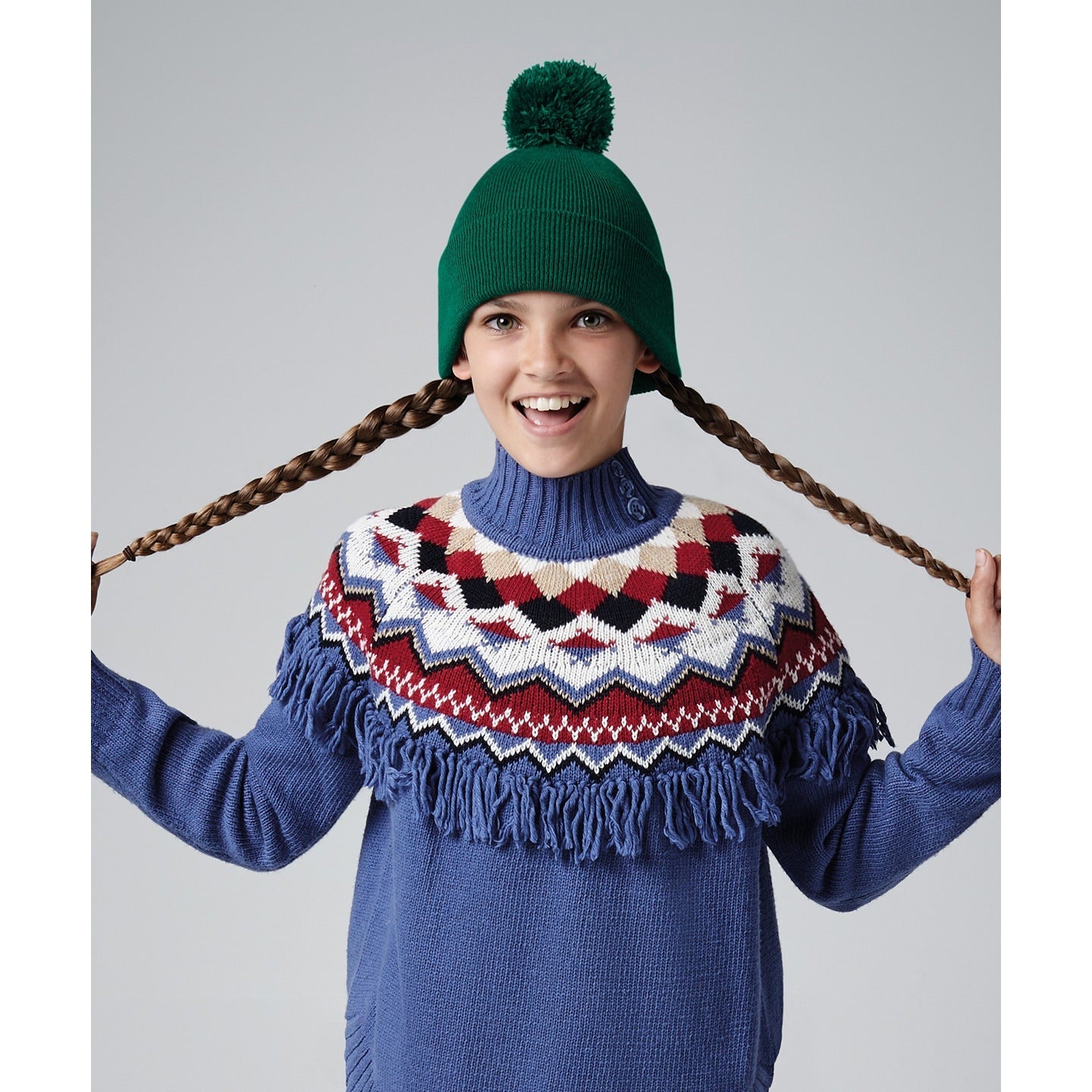 Beechfield Junior Pom Pom Beanie Hat Soft Touch Acrylic Double Layer Knit