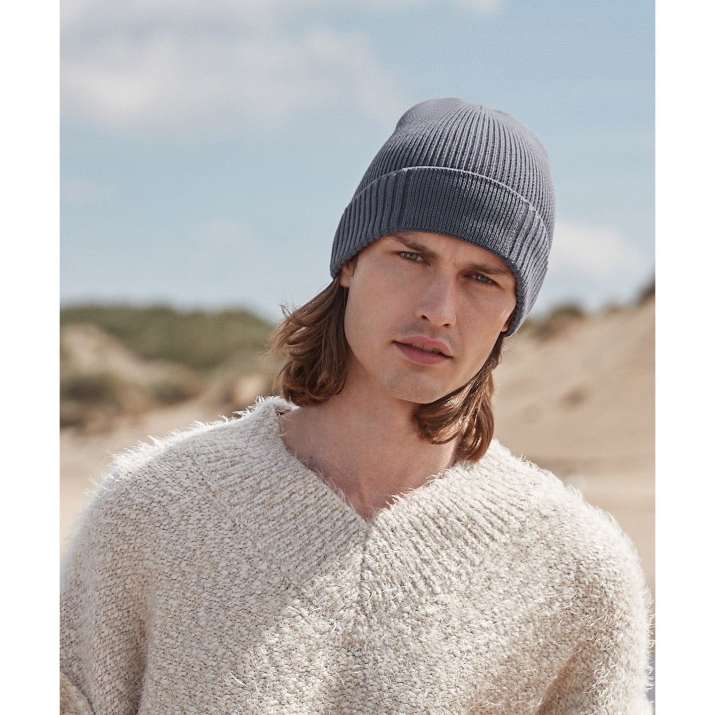 Beechfield Organic Cotton Beanie Cuffed Patch Lightweight Breathable Eco