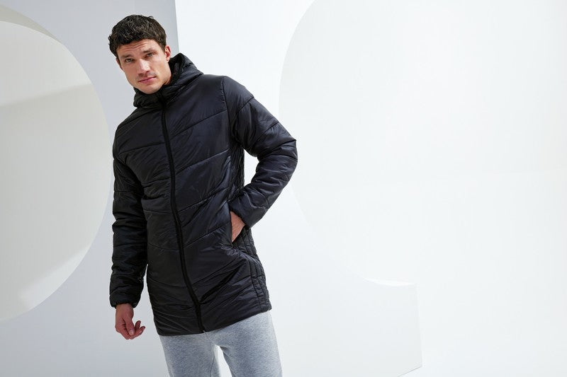 Men's TriDri Microlight Longline Jacket Lightweight Padded Hooded Coat