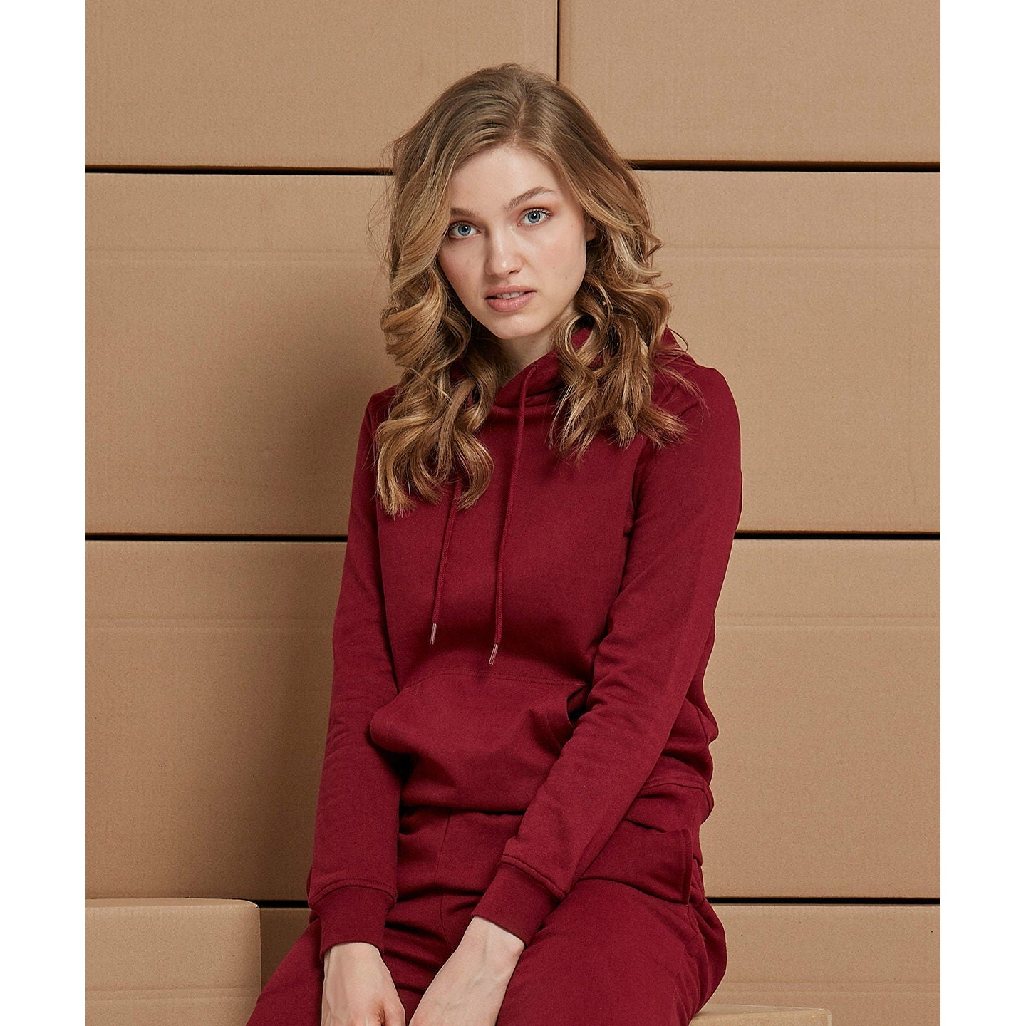 Build Your Brand Women's Basic Hoodie Soft Cotton Casual Fit+ Kangaroo Pocket
