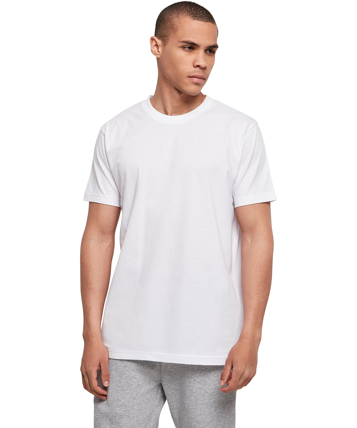 Build Your Brand Basic Round Neck Tee White 100% Cotton Classic Fit Sizes XS-5XL