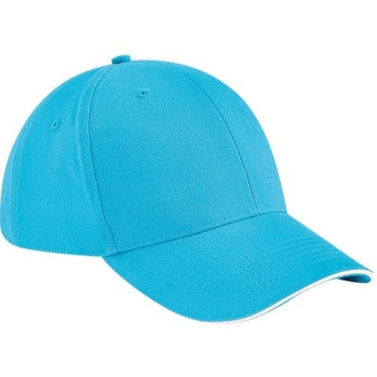 Beechfield Athleisure 6-Panel Cap Mid Profile Structured Peak Tearaway Label