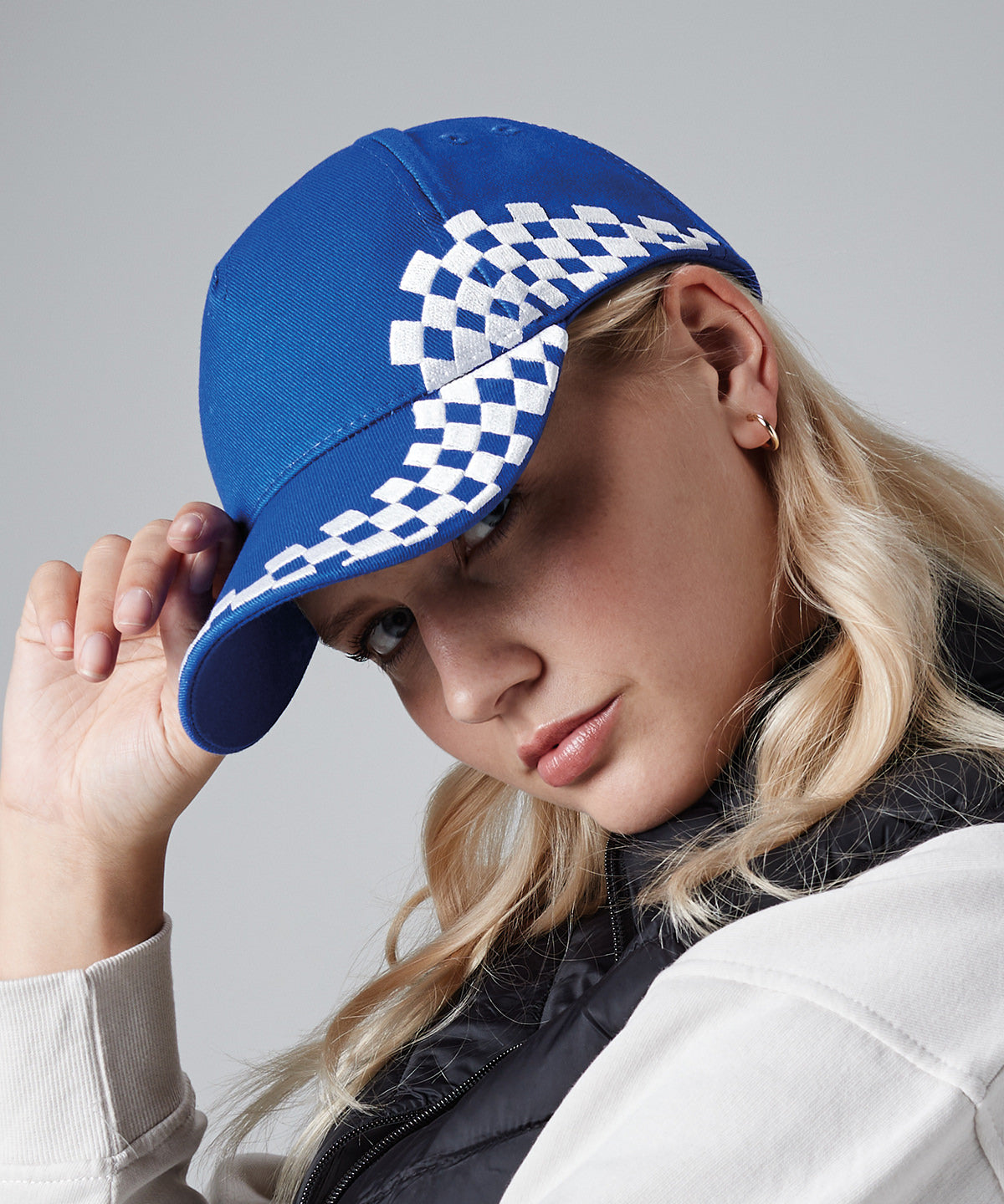 Beechfield Grand Prix Cap Chequer Design Rip-Strip Size Adjuster Ideal for Print