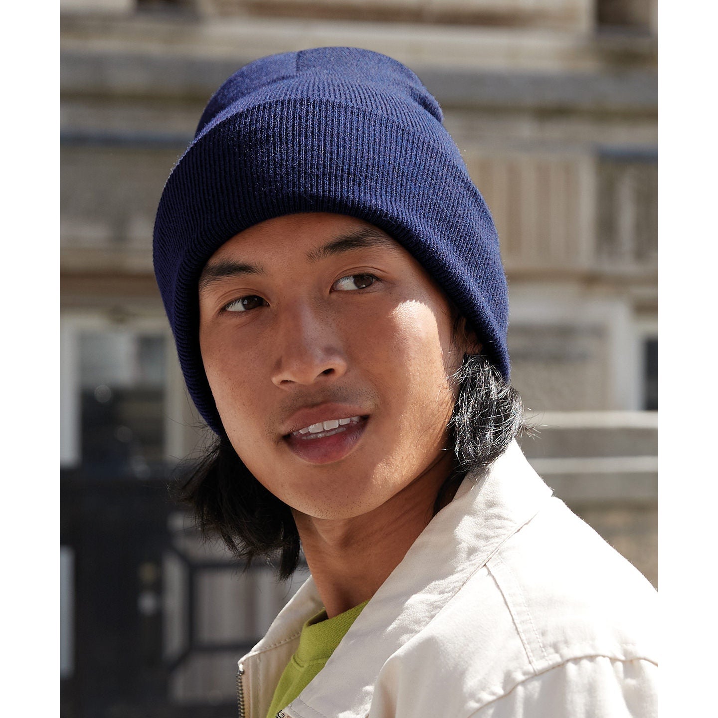 Beechfield Deep-Cuffed Beanie Recycled Polyester Double-Layer Knit Ash Granite