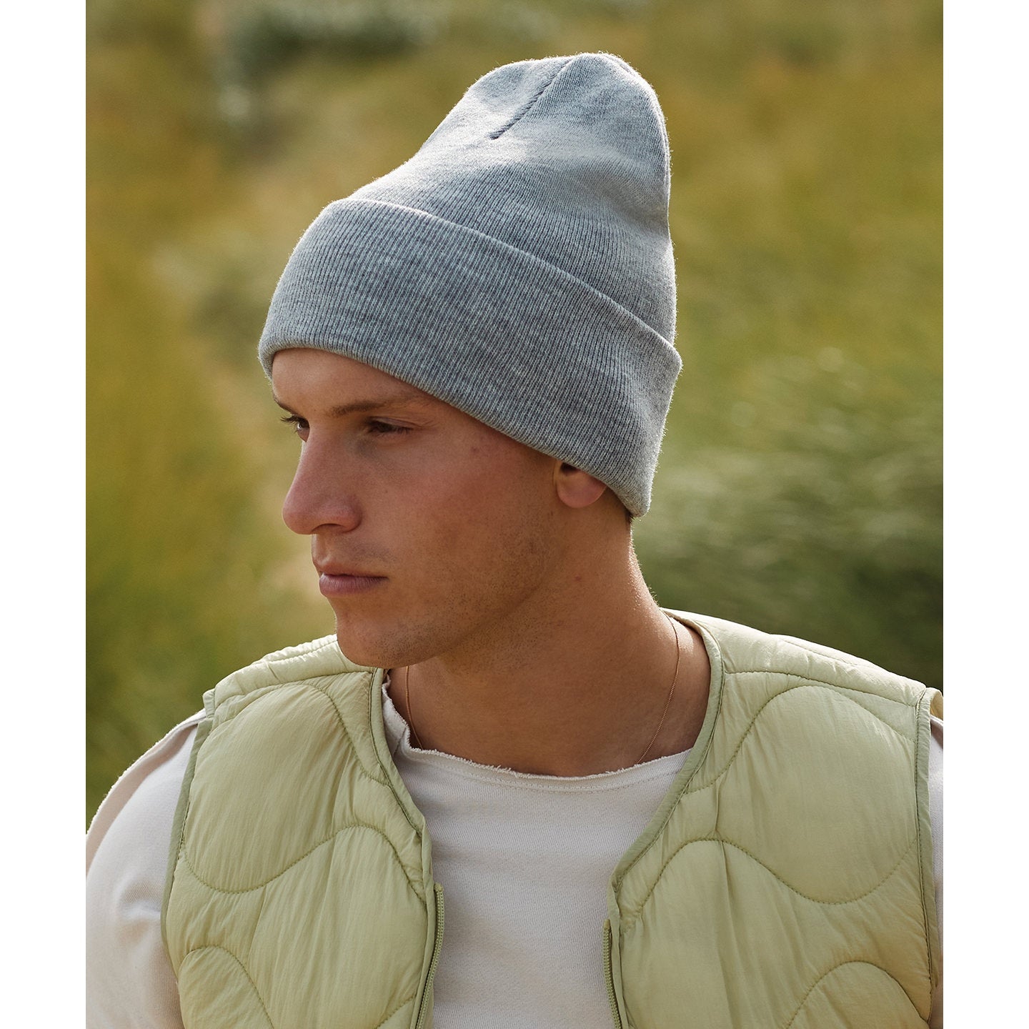 Beechfield Deep-Cuffed Beanie Recycled Polyester Double-Layer Knit Ash Granite