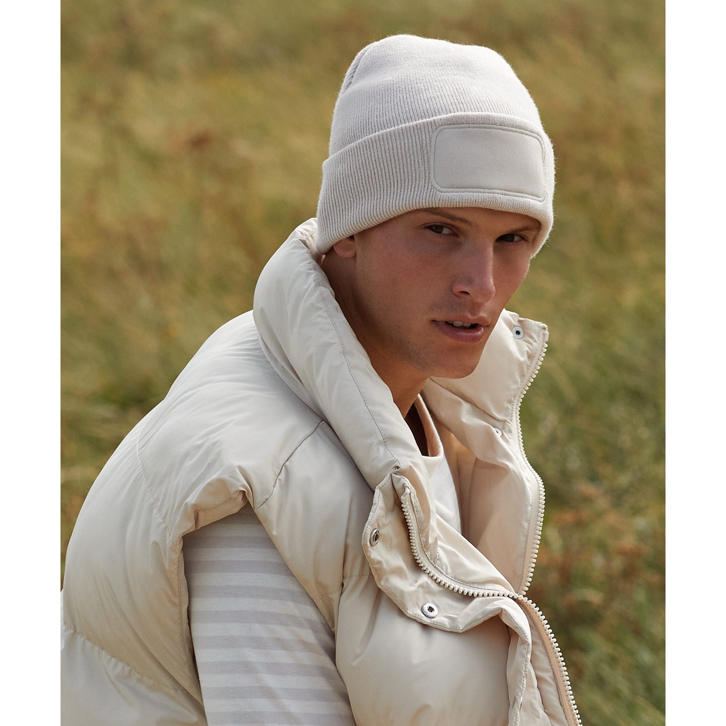 Beechfield Original Patch Beanie Double Layer Knit Cotton Twill Machine Washable