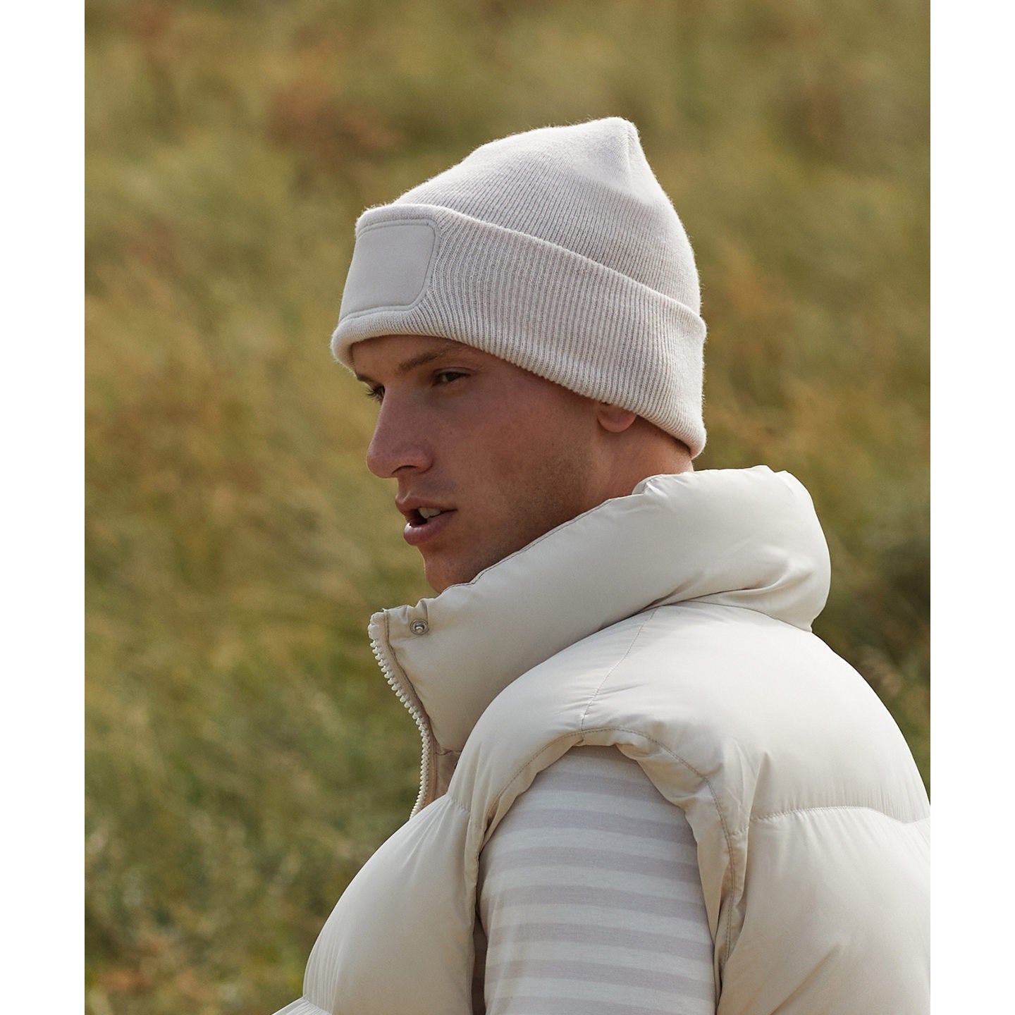 Beechfield Original Patch Beanie Double Layer Knit Cotton Twill Machine Washable