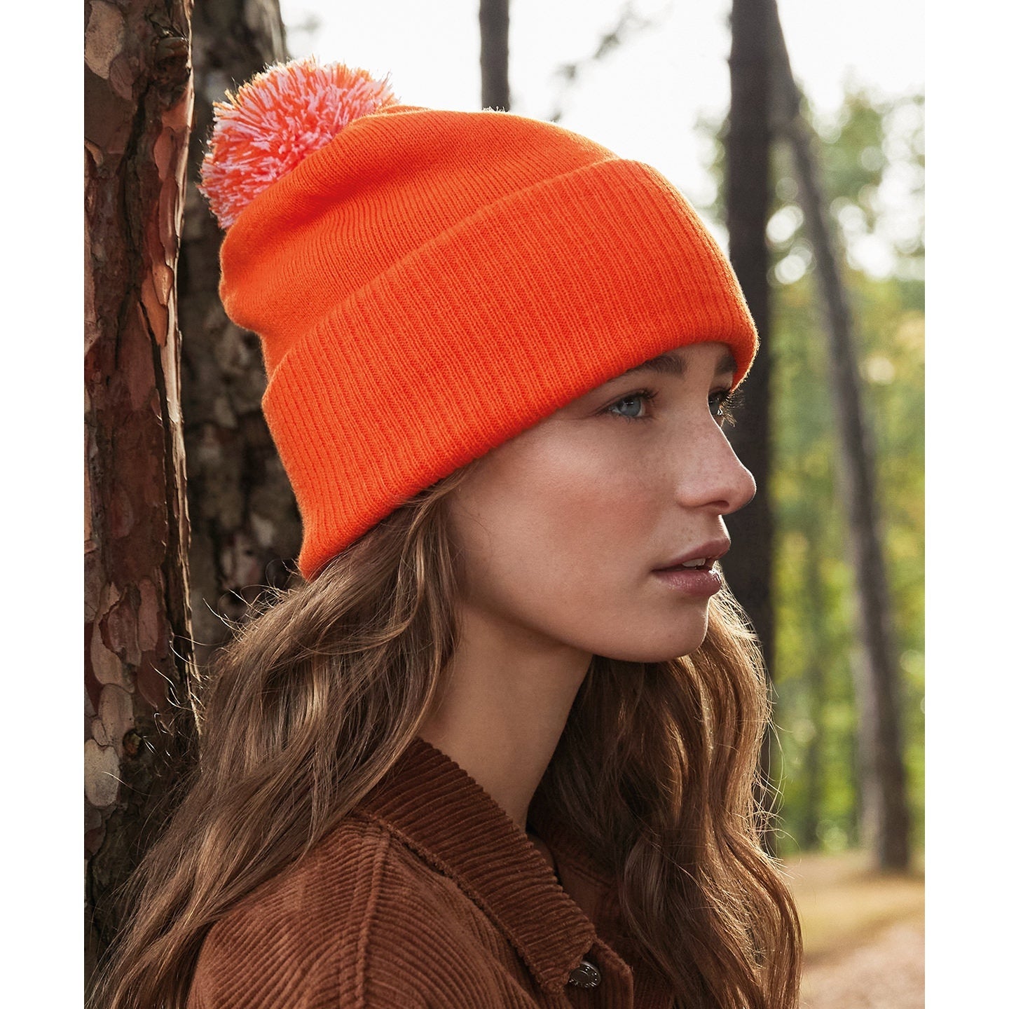 Beechfield Snowstar Beanie Two-Tone Pom Pom Double Layer Knit Cuffed Slouch