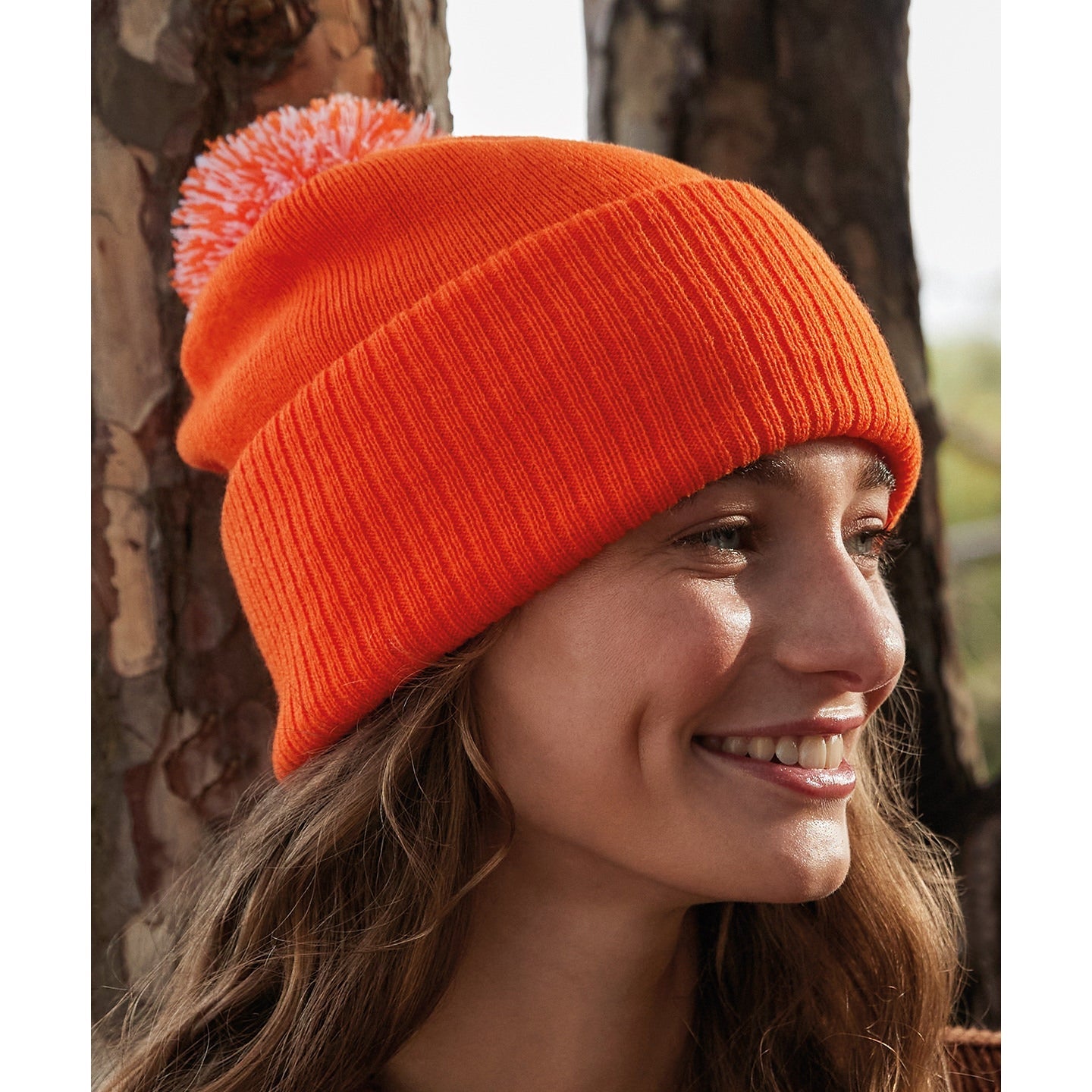 Beechfield Snowstar Beanie Two-Tone Pom Pom Double Layer Knit Cuffed Slouch