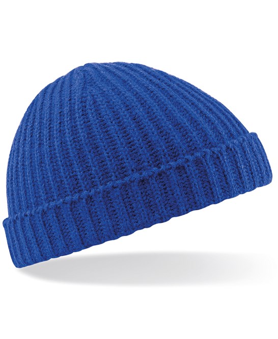 Beechfield Trawler Beanie Retro Ribbed Knit Shallow Crown Warm Machine Wash