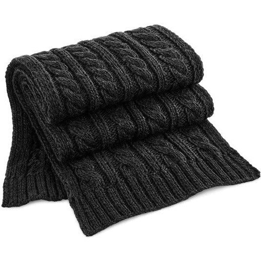 Beechfield Cable Knit Melange Scarf Heavyweight Unisex Hand-Knitted Feel