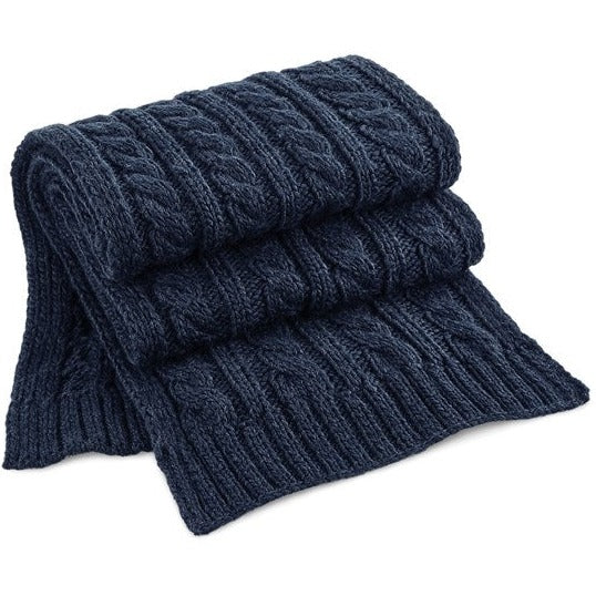 Beechfield Cable Knit Melange Scarf Heavyweight Unisex Hand-Knitted Feel