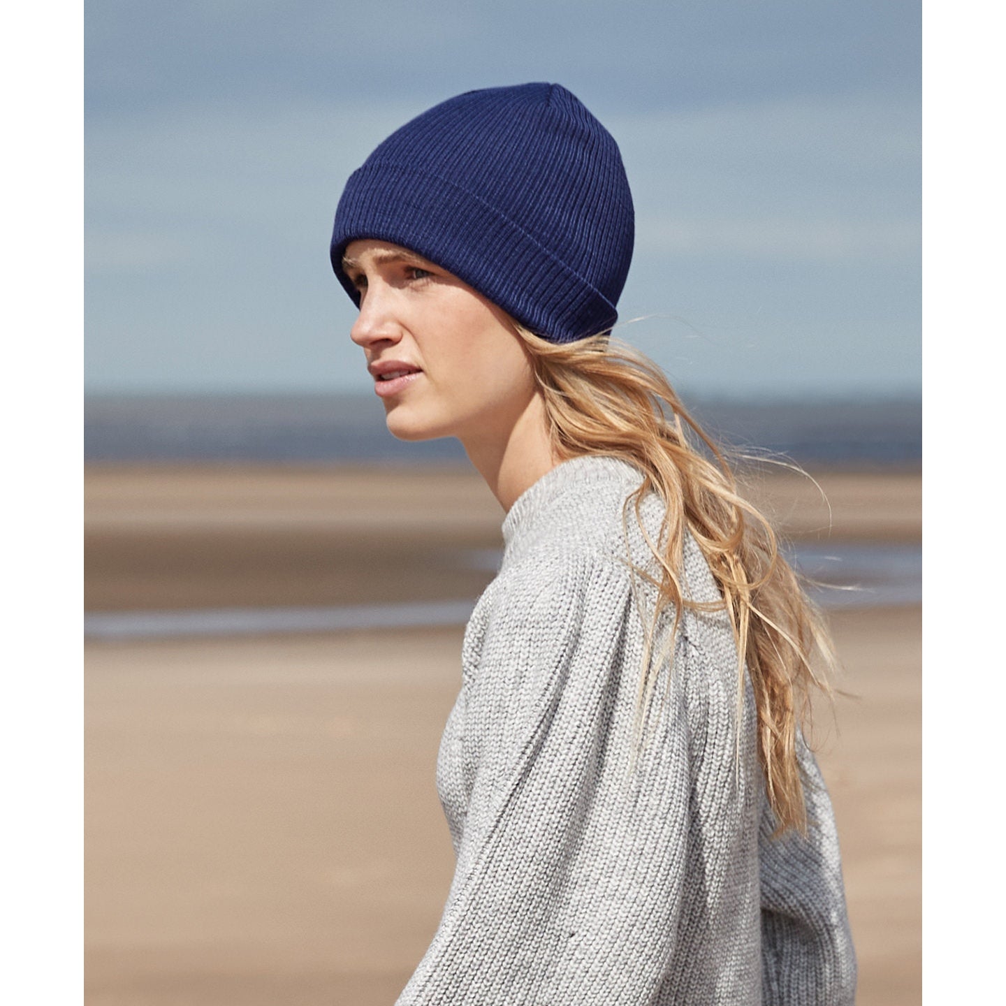 Beechfield Organic Cotton Fine Knit Beanie Lightweight Breathable Cuffed Design