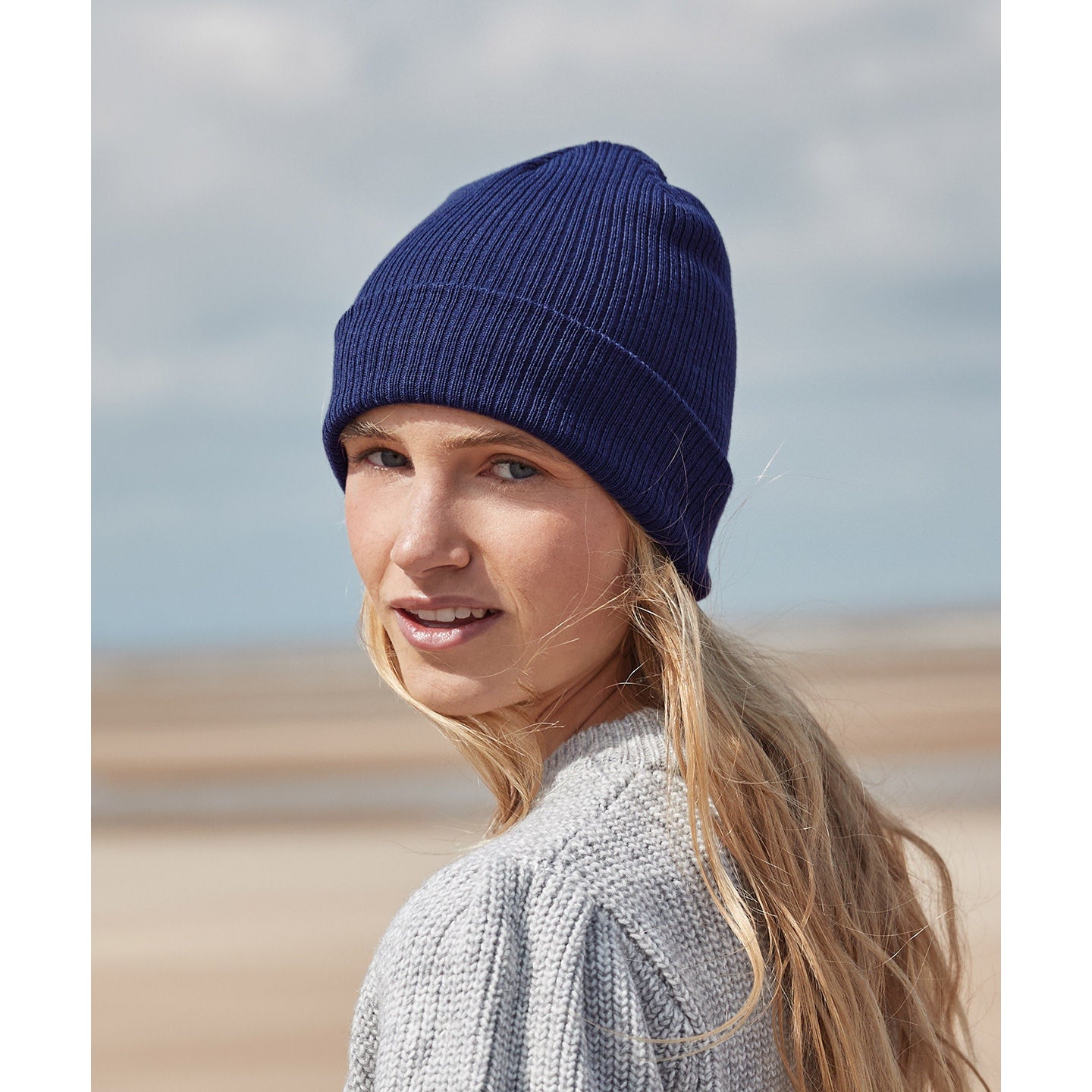Beechfield Organic Cotton Fine Knit Beanie Lightweight Breathable Cuffed Design