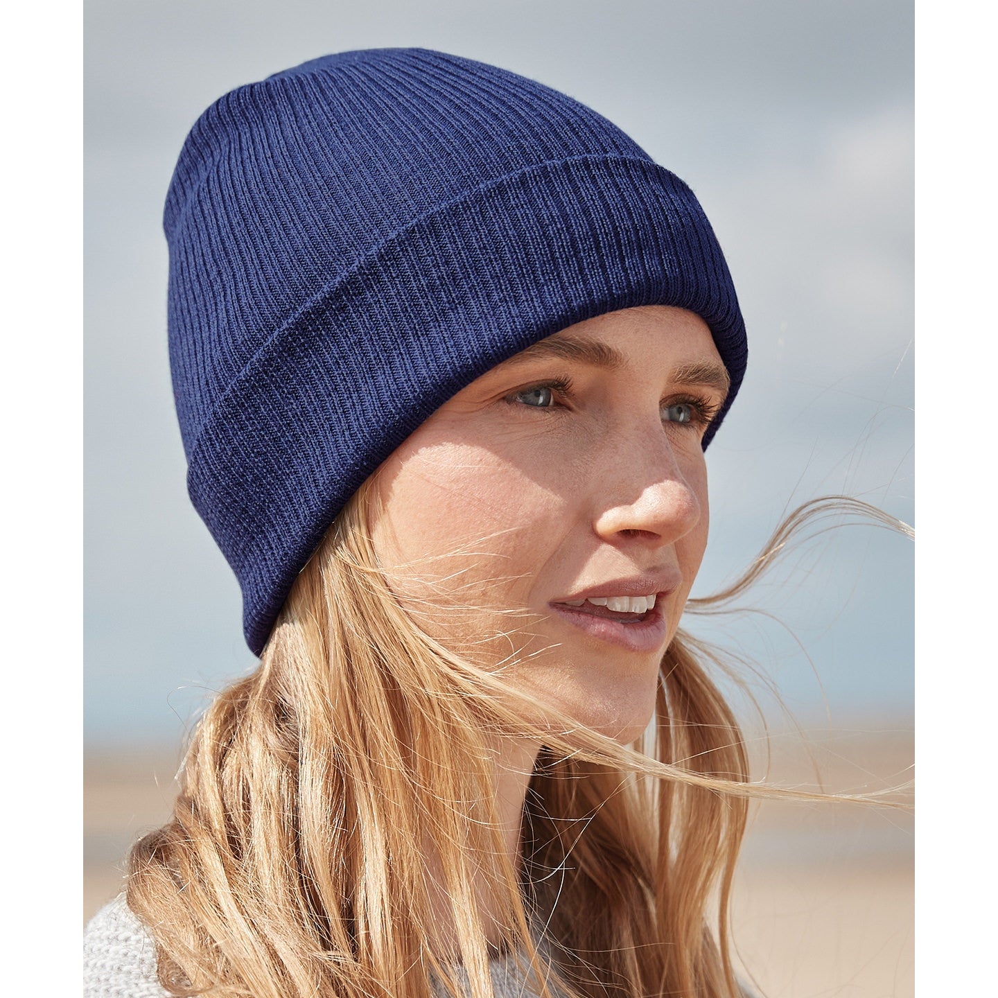 Beechfield Organic Cotton Fine Knit Beanie Lightweight Breathable Cuffed Design