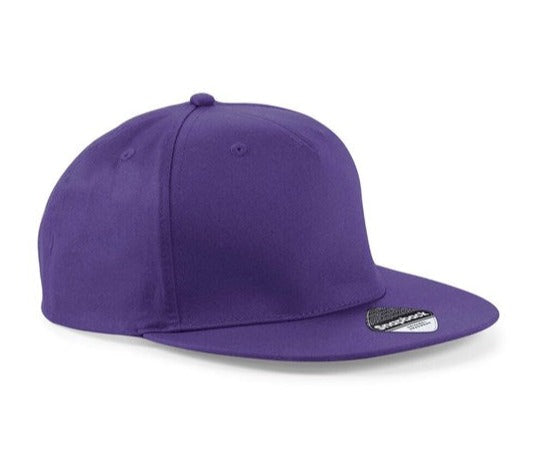 Beechfield 5-Panel Snapback Cap Retro Flat Peak Adjustable Size Rapper Style