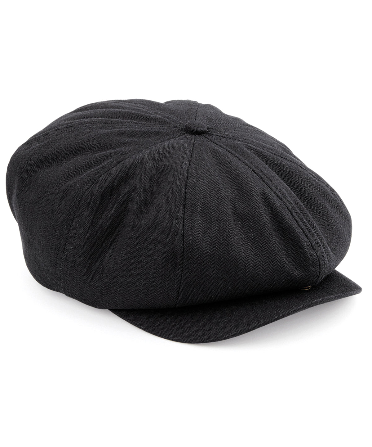 Beechfield Newsboy Cap Herringbone Fabric Snap Fastening Peak Quilted Lining