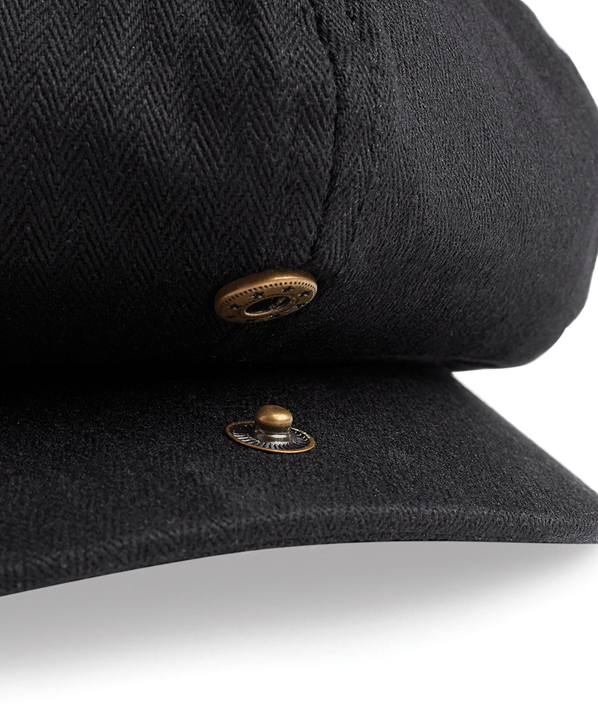 Beechfield Newsboy Cap Herringbone Fabric Snap Fastening Peak Quilted Lining