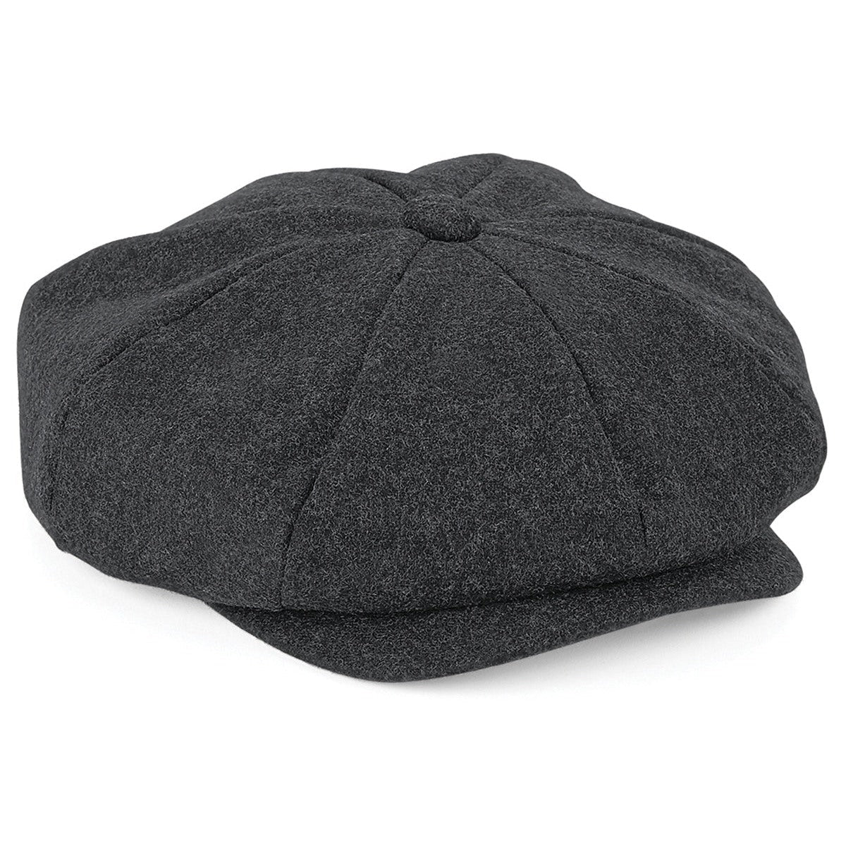 Beechfield Melton Wool Baker Boy Cap Unisex Fully Lined Stitched Peak