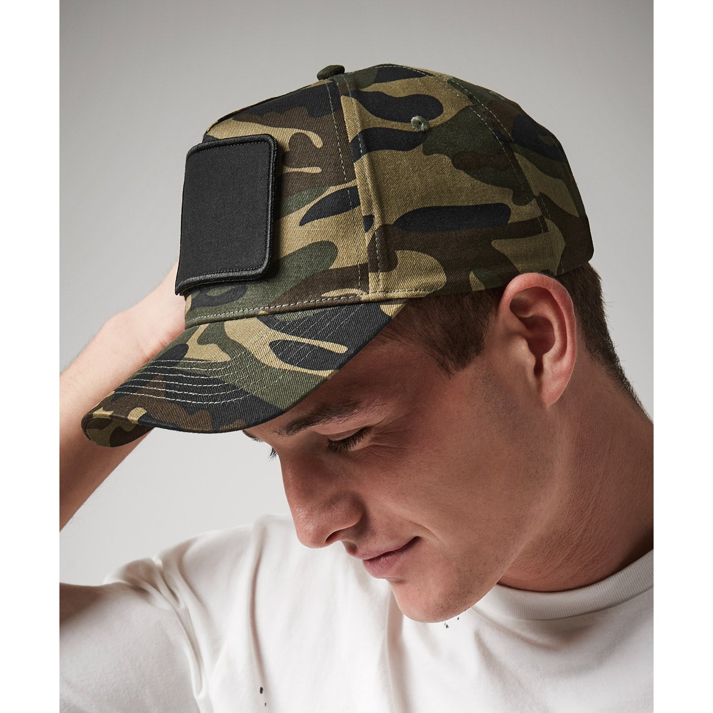 Beechfield 5-Panel Cap with Removable Patch Cotton Twill Snapback Adjustable