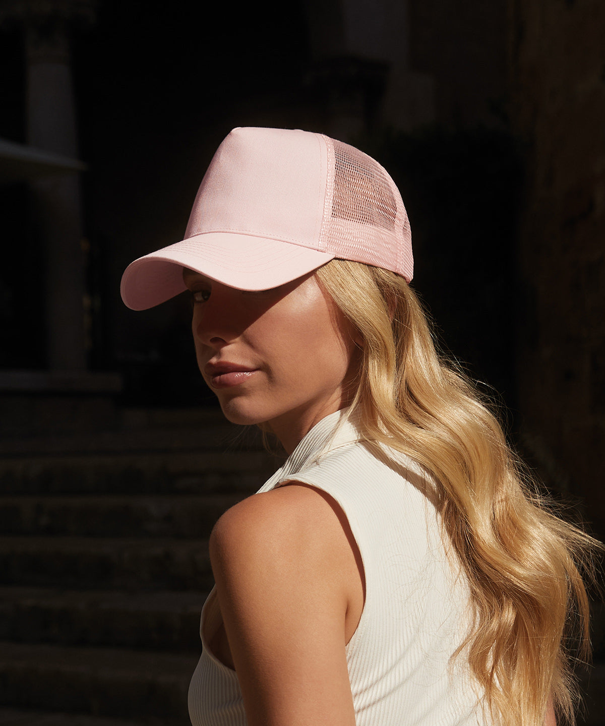 Beechfield Snapback Trucker Hat Retro Style Adjustable Cotton Front Panel