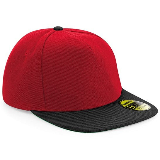 Beechfield Original Flat Peak Snapback Cap Green Underpeak Retro Style