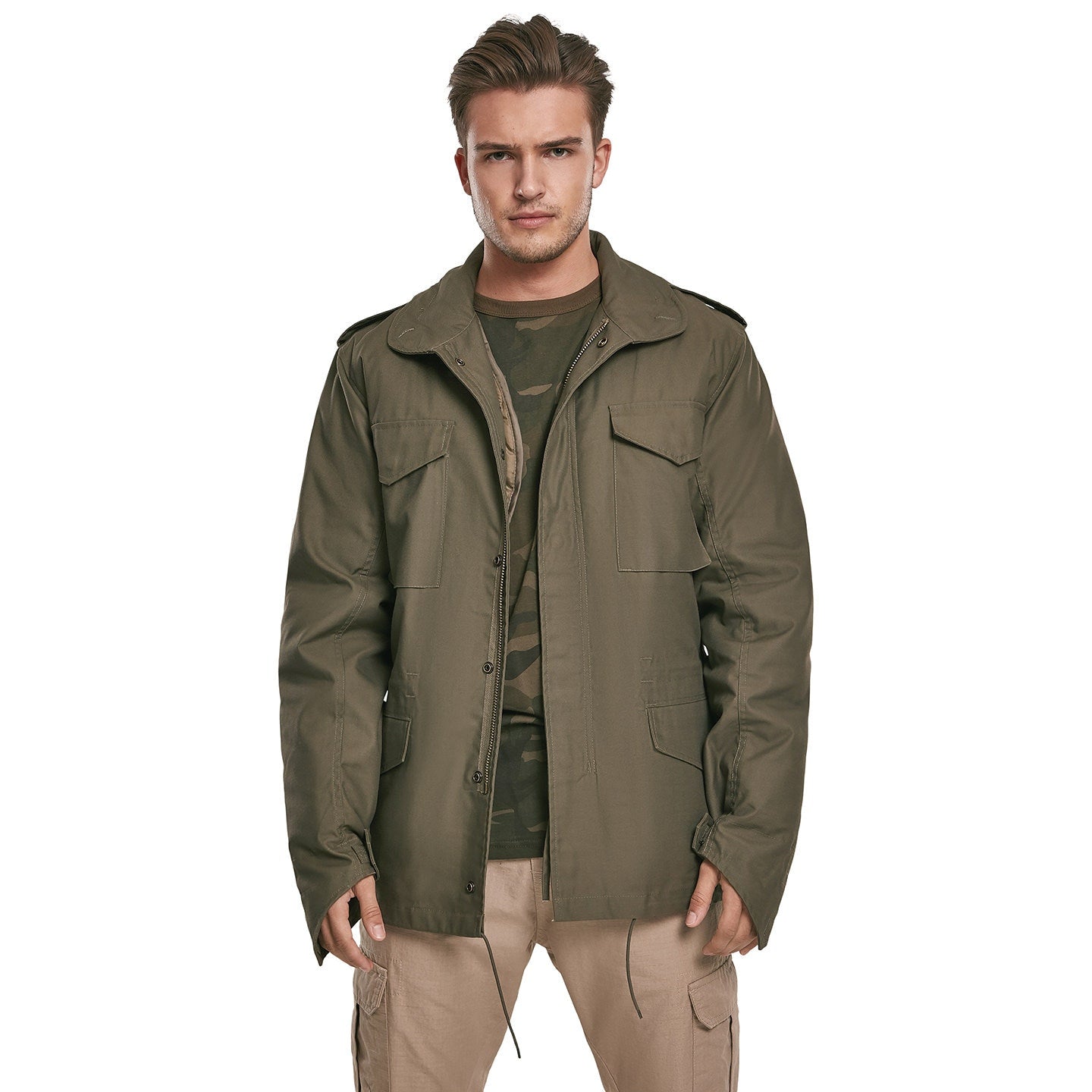 Brandit M65 Vintage Field Jacket Water-Repel. Removable Lining Adjustable Waist