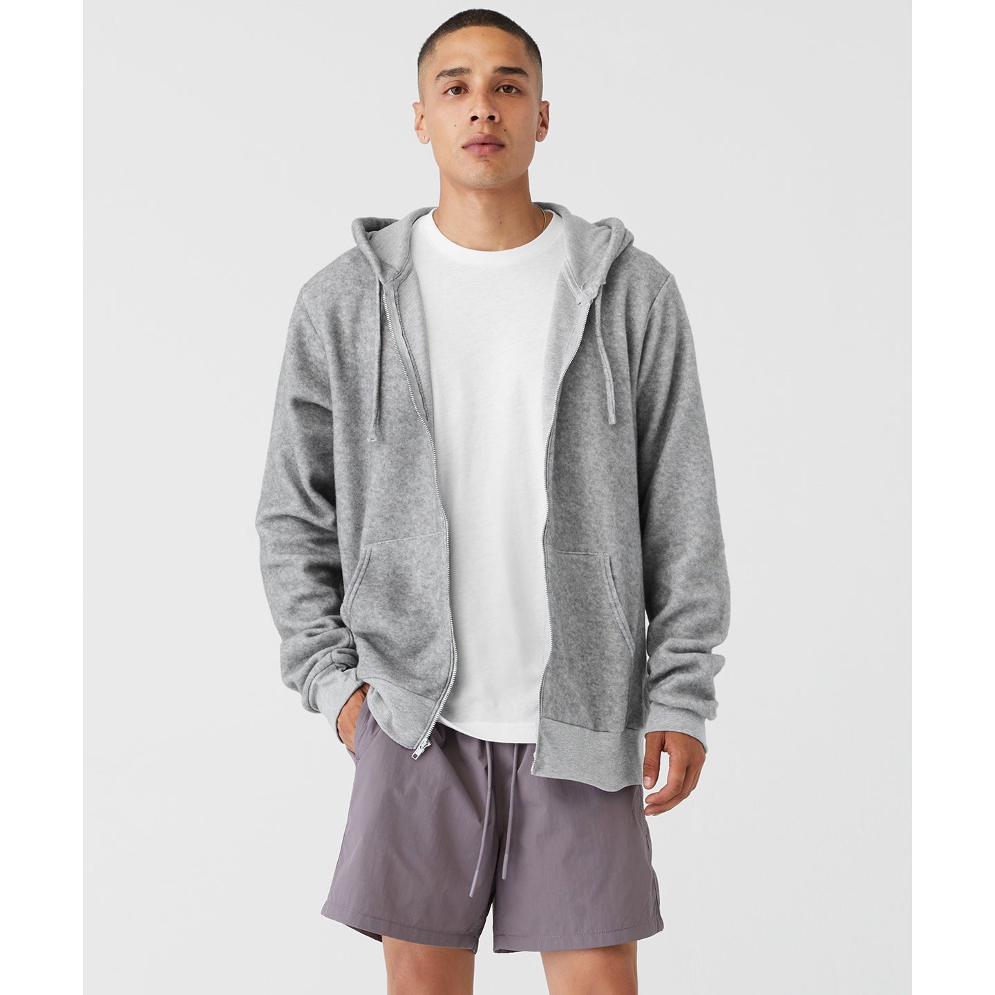 Bella Canvas Unisex Sueded Fleece Full-Zip Hoodie Soft Cozy Layering Essential