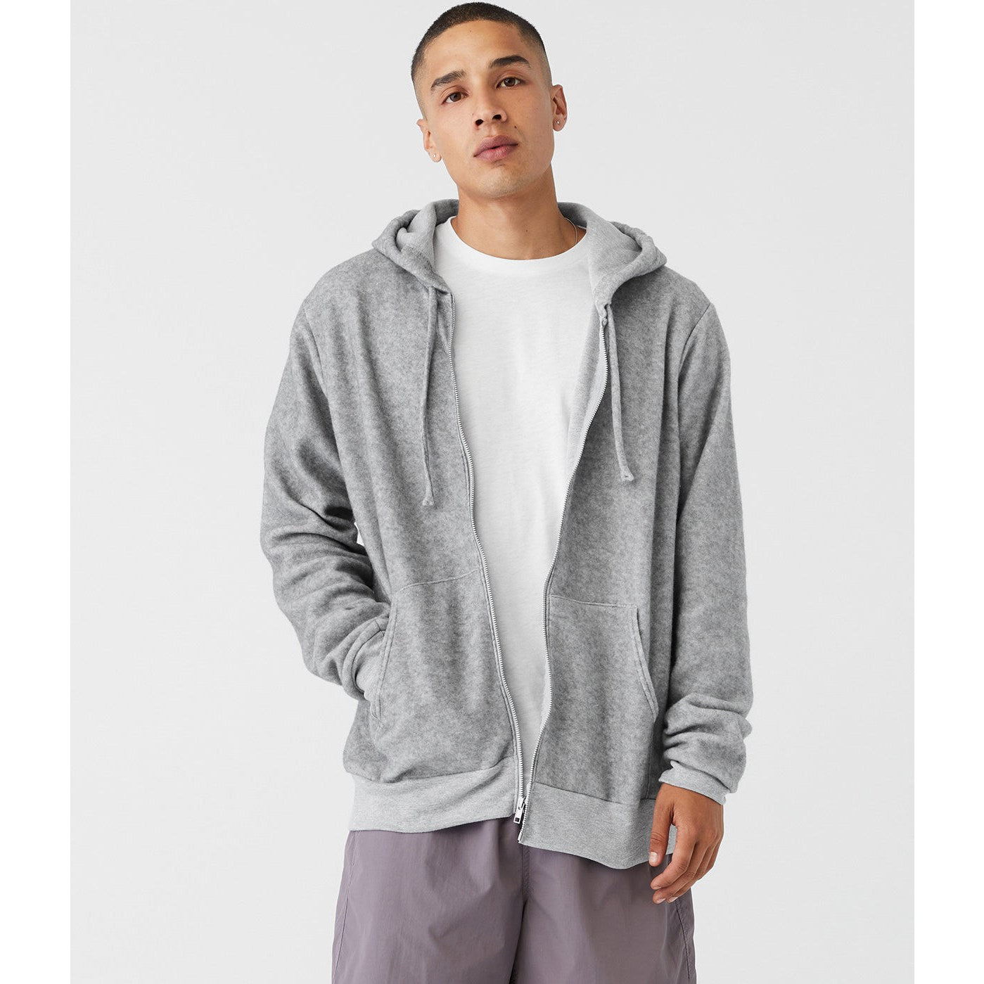 Bella Canvas Unisex Sueded Fleece Full-Zip Hoodie Soft Cozy Layering Essential