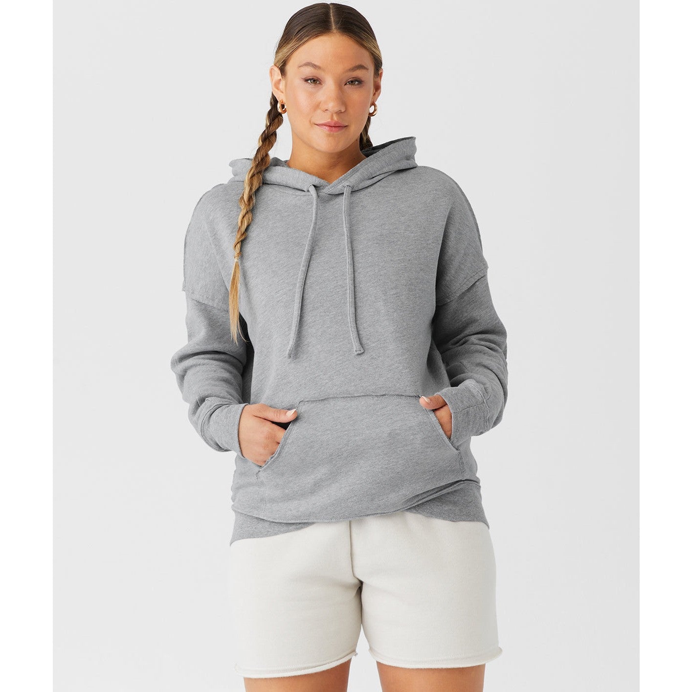 Bella Canvas Unisex Raw-Seam Hoodie Oversized Fit Kangaroo Pocket Soft Fleece