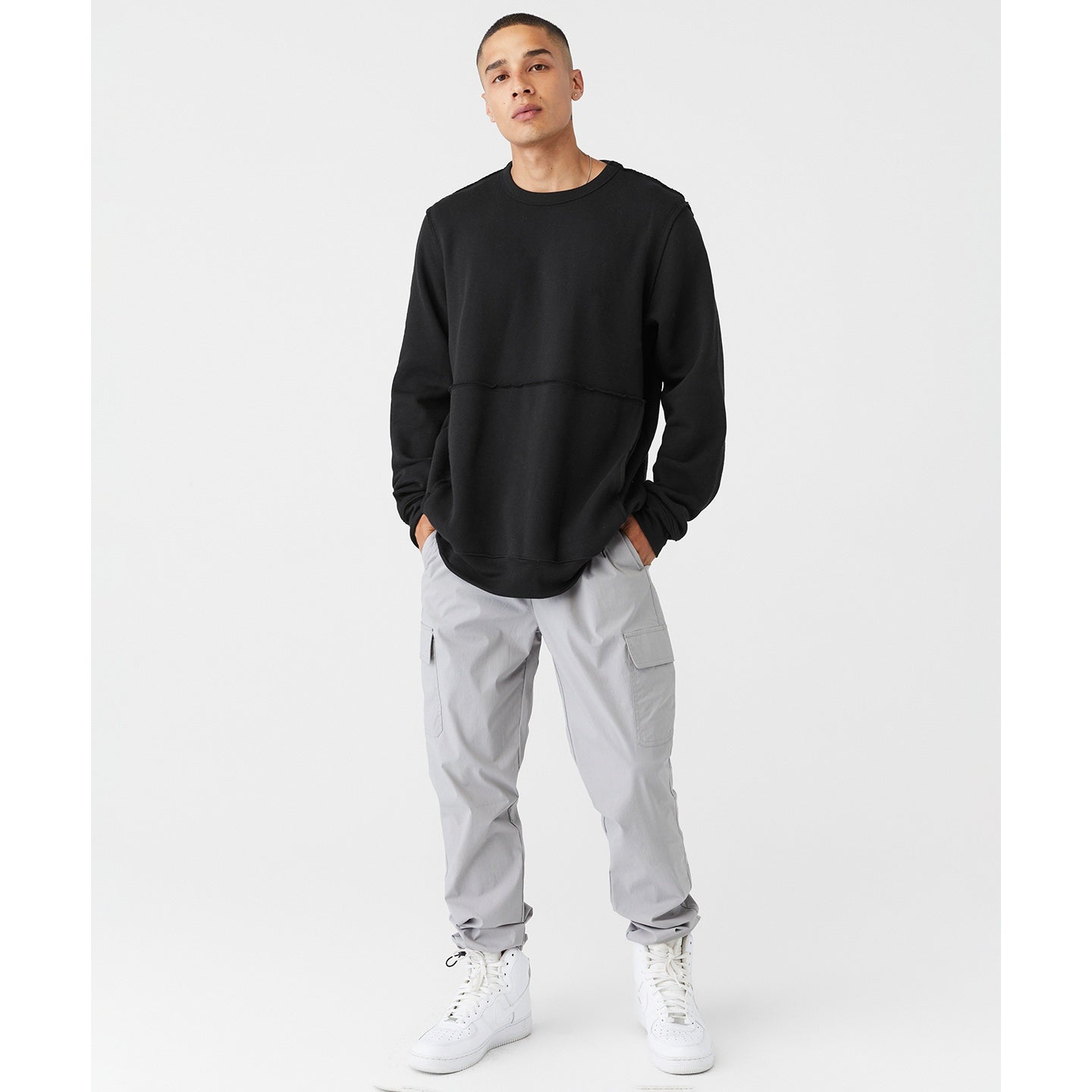 Bella Canvas Unisex Raw-Seam Crew Pullover Oversized Kangaroo Pocket Fleece