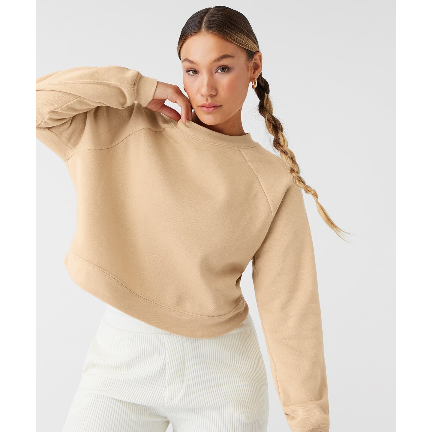 Bella Canvas Women's Raglan Pullover Fleece Soft Sponge Cotton Blend Top