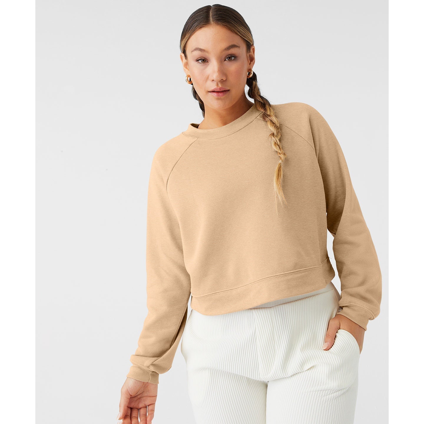 Bella Canvas Women's Raglan Pullover Fleece Soft Sponge Cotton Blend Top