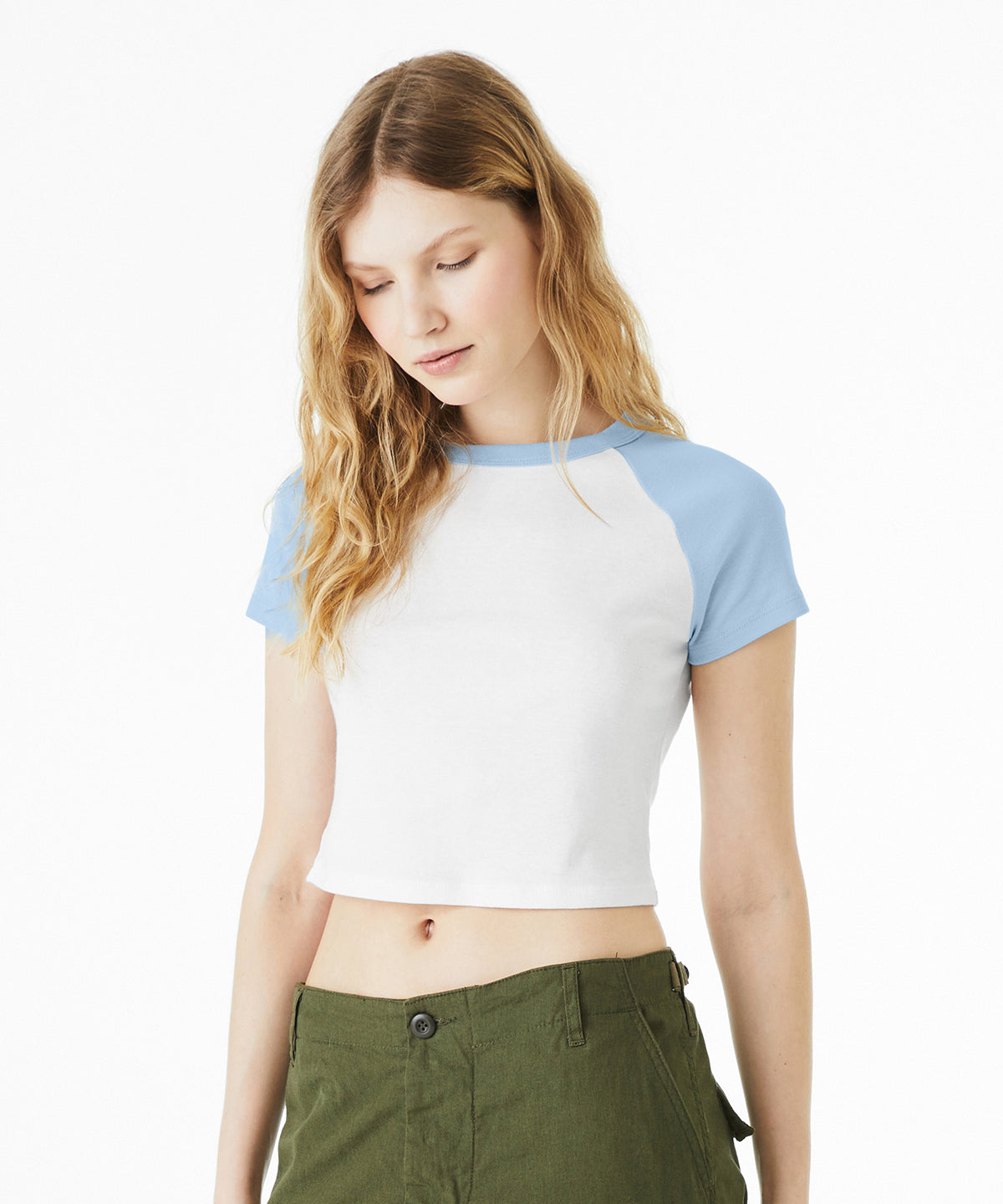 Bella Canvas Women's Micro Rib Raglan Baby T-Shirt Fitted Cap Sleeve XS-2XL
