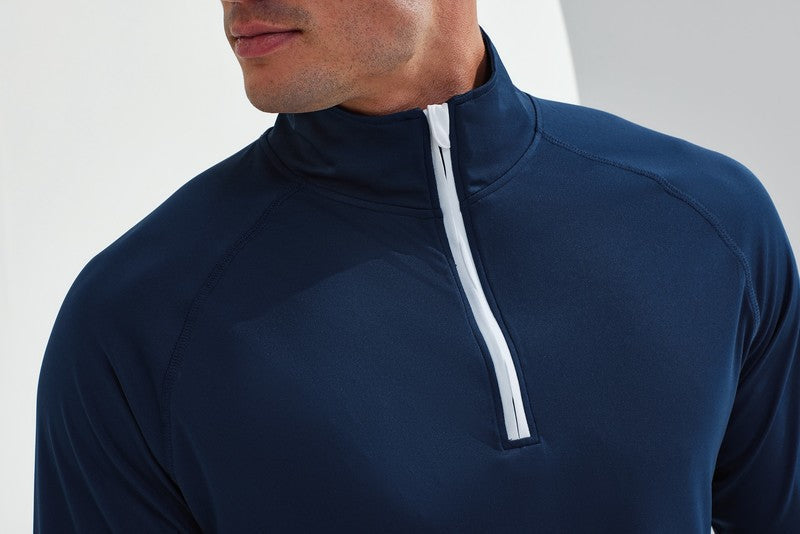 TriDri Long Sleeve Performance 1/4 Zip Top Wicking Fabric Lightweight Gym Wear