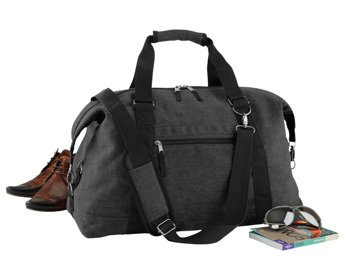 Bagbase Vintage Canvas Weekender Bag with Adjustable Strap and Padded Base