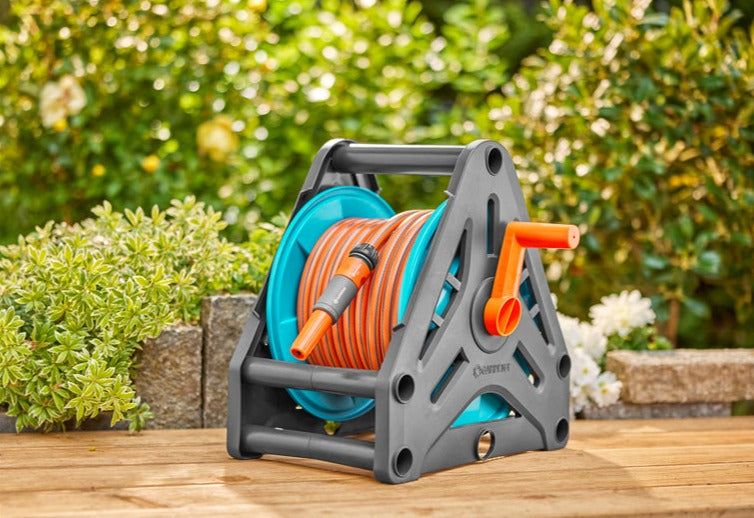 Gardena Basic Hose Reel Set 20m with Nozzle Tap Connector and Connectors