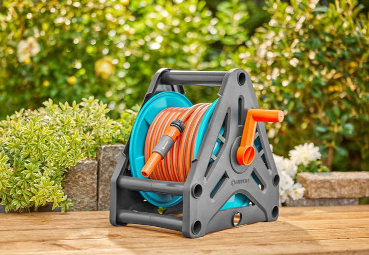Gardena Basic Hose Reel Set 20m with Nozzle Tap Connector and Connectors