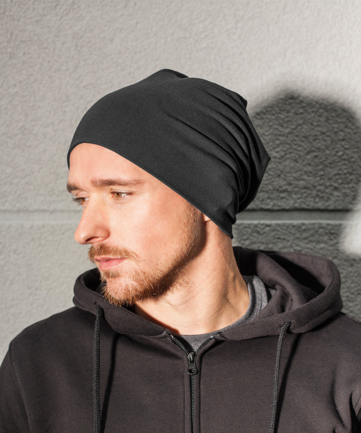 Build Your Brand Jersey Beanie 22cm Stretch Fabric for Printing Neutral Colours