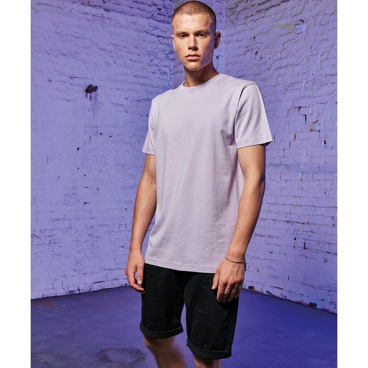 Build Your Brand Lilac T-Shirt Round Neck Soft Cotton Casual Basic S-5XL