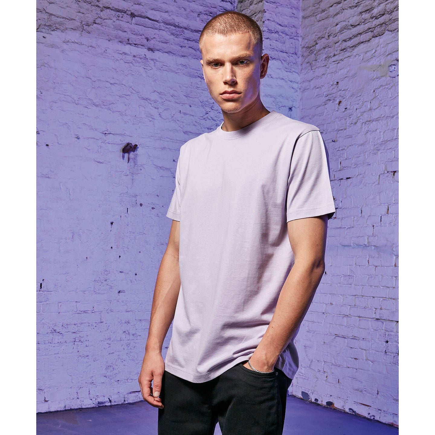 Build Your Brand Lilac T-Shirt Round Neck Soft Cotton Casual Basic S-5XL