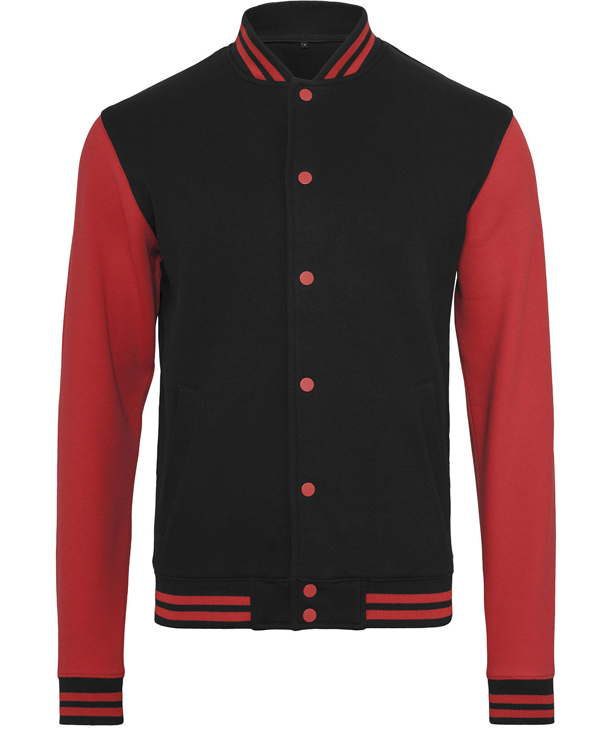 Build Your Brand College Jacket Contrast Cuffs Comfortable Stylish Preppy Look