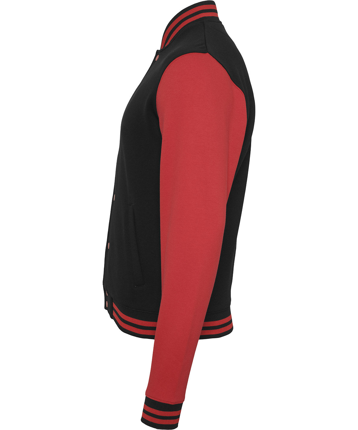 Build Your Brand College Jacket Contrast Cuffs Comfortable Stylish Preppy Look